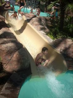 Slide from pool to pool at the Flamingo Hotel, Las Vegas - Best place to take kids in Vegas, but equally nice for adults. (Mandalay Bay is great for families, too)