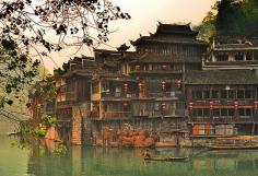 Fenghuang County (凤凰县), Hunan, China, is an exceptionally well-preserved ancient town.