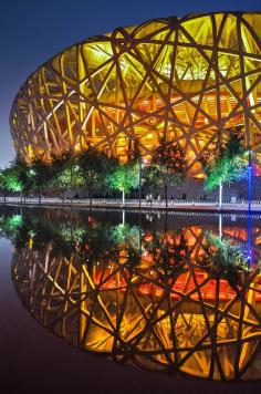 Bird's Nest Stadium - Beijing China - The Reflection is Sooo Perfectly Gorgeous !