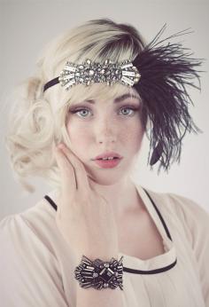 Deco Flapper Headband Antique Silver Beading by BaroqueAndRoll