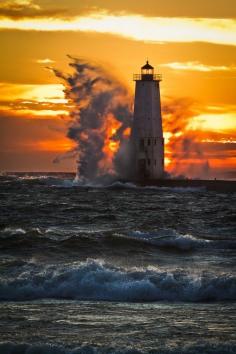 Frankfort Lighthouse, Lake Michigan.