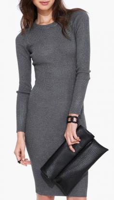 Madeline Sweater Dress in Charcoal