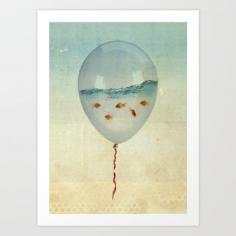 balloon fish Art Print by Vin Zzep - $19.00