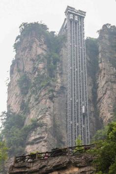 Highest outdoor elevator in the world, China (Bailong Elevator)