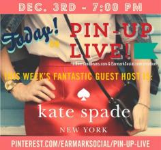 
                    
                        Tonight come chat live with Kate Spade New York on Pinterest! The topic is Shopping The Globe so bring your style, shopping & packing tips with you as we circle the globe on Pinterest in search of international style! It all happens at 7pm EST on the Pin-Up Live board: www.pinterest.com... And Kate Spade New York is giving away a $250 gift card to one lucky chatter! Hope to see you there!
                    
                