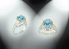 
                    
                        White Gold  Ring with Diamonds & Blue Topaz, For someone  special. DORANO JEWELRY UNIQUE DESIGN & EXCELLENT CUT
                    
                