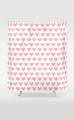 
                    
                        Coral Pink Watercolor Hearts Shower Curtain
                    
                