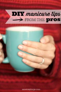 
                    
                        DIY manicure tips from the PROS! My DIY manicures last nearly a week using these tips. Keep in mind that I do dishes daily! Not too shabby, right?
                    
                