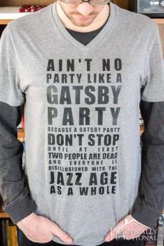 
                    
                        This Gatsby party t-shirt is the perfect DIY gift for the book nerd in your life!
                    
                