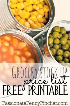 
                    
                        Free printable grocery stock up price list ~ helps you know if you're paying too much for groceries!
                    
                