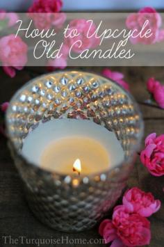 
                    
                        I love this great idea for upcycling old candles! | full tutorial at TheTurquoiseHome.com
                    
                
