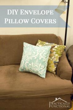 
                    
                        Simple DIY envelope pillow covers; they'll add a pop of color to your couch in under an hour!
                    
                