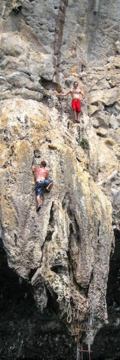 
                    
                        Deep water solo rock climbing in Tonsai, Thailand! A unique and heart-pounding adventure!
                    
                
