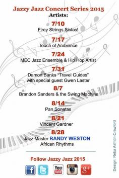 
                    
                        Each and every Friday of July and August, wonderful live summer outdoor concerts featuring jazz music in Brooklyn, NY. 7pm to 10pm rain or shine.
                    
                