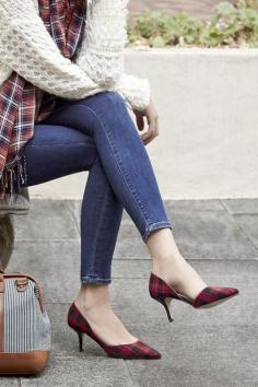 
                    
                        Sophisticated red plaid mid heels by Sole Society. Perfect for the office or date night!
                    
                