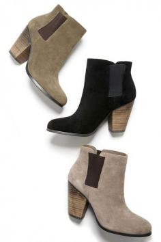
                    
                        Suede ankle booties with elastic sides==
                    
                