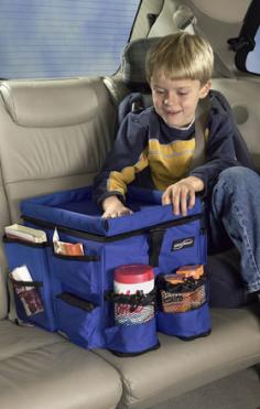 Perfect for car vacations and trips to the beach or park, the High Road & reg leakproof, insulated cooler keeps drinks and snacks cool and contained within easy reach. The lid features a flip-up rim to create a tray table. 10 outside storage pockets hold Kindles and tablets up to 7" wide, portable game stations, books, MP3 Players, earbuds and large drink bottles. The interior cooler has two moveable dividers to separate drinks and food storage containers. Add the removable shoulder strap for a portable picnic cooler. Materials: Rugged 500 Denier Packcloth. Product Dimensions: 18"L x 14"W x 9"H. Weight: 4.5 lbs.