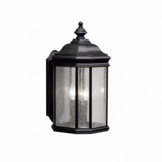 Traditional-style design. Aluminum construction in a variety of finishes. Clear-seedy glass panel. Accommodates (1) 100W medium base bulb (not included). Available in variety of sizes. The Kichler Kirkwood 90 Outdoor Wall Lantern, with its transitional design, blends well with traditional as well as modern decors. Featuring cast aluminum construction, this lantern is built to last for many years. Its body displays beautiful moldings that give it an irresistible vintage appeal. Apart from this, seedy glass diffuser further adds to its appearance and utility. You can effectively use this lighting fixture to light up your porch, terrace, balcony or doorway. Kichler QualitySince 1938, Cleveland-based Kichler Lighting has been known for their innovative designs and excellent craftsmanship. Kichler is the world's leading decorative lighting fixture company and the winner of four ARTS Lighting Manufacturer of the Year awards. Kichler designers travel the world to discover the latest trends in exterior and interior style, colors, and designs. They then translate the best of those trends into fixtures that will bring beauty, pleasure, and light into your home. Kichler fixtures stand the test of time and are functional works of art that you're sure to treasure. Size: 9.75 in. Color: Black.