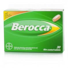 Berocca film coated tablets contain essential vitamins and minerals all in one easy to use tablet. It gives you a super dose of vitamins, whilst supporting your immune system and giving you a healthy boost to your day. Berocca is free from: caffeine sugar artificial stimulants artificial preservative Instead Berocca contains: just a unique combination of B vitamins, vitamin C and essential minerals which can help release energy and may help support concentration and alertness. Why take it? When you feel you need more energy it's tempting to grab a coffee or a bar of chocolate. But the quick fix you get from caffeine and sugar doesn't last long and can leave you feeling worse a few hours later. The same goes for energy drinks that are often loaded with sugar and artificial stimulants. A healthier alternative would be to choose some fruit. Packed with B vitamins, vitamin C, and essential minerals, Berocca is designed to help your body release energy from food and support a healthy immune system. What's more, its unique high-dose formulation could help support concentration and alertness* making it a healthy alternative to caffeine and artificial stimulants. If you've tried other nutritional supplements and found the taste a turn-off, you're in for a pleasant surprise as an effervescent Berocca tablet dissolved in a glass of water makes a refreshing orange-flavoured drink most people really enjoy without any caffeine, sugar or artificial stimulants. Berocca Contains: Vitamin B complex B vitamins help your body release energy from food to support vitality and stamina. They also help your nervous system carry information to and from your brain, and they're important for healthy muscle function. And the B2 vitamin turns your pee super-bright yellow. If you wondered why, it's because all those water-soluble B vitamins are flushed out of your system once your body's completely topped up. Vitamin C Vitamin C is needed to support a healthy immune system. It's an antioxidant which helps protect your cells from premature aging. It also helps your body absorb iron. And it helps keep your skin, teeth and gums healthy. Ideally, of course, you'd be seeking out an orange the size of a football at the farmers' market. Magnesium Magnesium works with B vitamins to help your body release energy from food, and to keep your nervous system and muscles working properly. And if you can find it in strip metal form, it burns bright white. Visit your local school science lab today! Zinc Zinc helps your body release energy from food. It also helps keep your immune system and skin healthy. Zinc has a role to play in male reproductive health. And it's vital to DNA synthesis. Which sounds cool. But probably isn't.