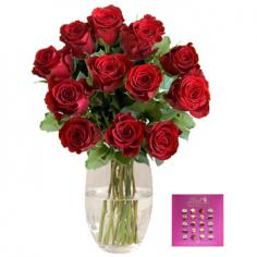 This gift set is the truly perfect gift for someone you love. A bouquet of a dozen deep crimson roses is the timeless symbol of love with every velvety petal spelling out your admiration. In this gift set, the glorious Fairtrade roses are sent accompanied by a pack of delicious Guylian Seashell chocolates, to send your message of true love. This gift set is made with these ingredients:12 x Fairtrade Red RoseHand tied by our florists1 x Guylian Seashell Chocolates 125g The roses in this bouquet are from Fairtrade certified flower farms, so you can enjoy your beautiful flowers, secure in the knowledge that they are 100% ethically sourced. Fairtrade means fairer trading conditions and opportunities for producers in developing countries to invest in their businesses and communities for a sustainable future. For more information, please visit www.info.fairtrade.net Allergy advice: chocolates are made in a kitchen where nuts, sesame seeds, wheat flour and eggs are used. May contain traces of milk and soya.