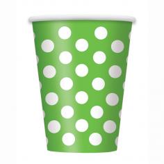 Your party table will look stylish with these Lime Green Polka Dot Paper Cups. Serve hot or cold party drinks in these convenient paper cups. Disposable tableware makes after party cleanup easy. These party cups are perfect for your holiday party, baby shower, birthday party, and more. Coordinate with other lime green polka dot party supplies and decorations. Lime Green Polka Dot Paper Cups are sold in a package of 6 and hold 12oz. Details: â&euro;&cent; Package of 6 Lime Green Polka Dot Paper Cups â&euro;&cent; Lime Green Polka Dot Party Cups hold 12oz â&euro;&cent; Perfect for serving hot or cold drinks at your party or special event â&euro;&cent; Disposable paper cups make after party cleanup fast and easy â&euro;&cent; Coordinate with other lime green polka dot party supplies and party decorations