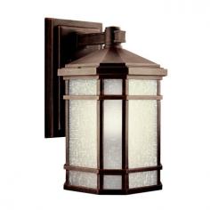 Traditional-style wall light. Aluminum construction with prairie rock finish. White-etched linen glass panel. ENERGY STAR qualified. Accommodates (1) 13W GU24 bulb (included). Available in variety of sizes. Give a traditional touch to your outdoor decor, with the Kichler Cameron 1101 Outdoor Wall Lantern - Prairie Rock. This durable outdoor lantern is built of high quality aluminum and glass panels for resistance against outdoor climatic conditions. Apart from that, this energy efficient and ENERGY STAR rated lantern is an absolute must-have. You can install this lighting fixture in your patio, porch or at the doorway. Its beautiful finish and white-etched linen glass panels further add to its appeal. What is an ENERGY STAR product This product has earned the ENERGY STAR rating from the U.S. Environmental Protection Agency and the U.S. Department of Energy. ENERGY STAR is a voluntary labeling program designed to identify and promote energy-efficient products. These products meet strict guidelines and can help you save up to a third on energy bills compared to like products without an ENERGY STAR rating. ENERGY STAR products saved about $14 billion in 2006 alone, and their numbers are growing exponentially in product categories. This ENERGY STAR product has met criteria that will save energy, money, and reduce greenhouse gas emissions. An excellent choice. Kichler QualitySince 1938, Cleveland-based Kichler Lighting has been known for their innovative designs and excellent craftsmanship. Kichler is the world's leading decorative lighting fixture company and the winner of four ARTS Lighting Manufacturer of the Year awards. Kichler designers travel the world to discover the latest trends in exterior and interior style, colors, and designs. They then translate the best of those trends into fixtures that will bring beauty, pleasure, and light into your home. Kichler fixtures stand the test of time and are functional works of art that you're sure to treasure. Size: 8 in.