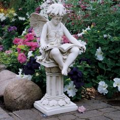 Quality designer resin construction. Winged fairy statue in detailed carvings. Faux stone finish offers a realistic appearance. Features a decorative pedestal base. Dimensions: 9W x 9.5D x 21H in. Lost in a world of fantasy. The Design Toscano The British Reading Fairy Garden Statue is sure to keep you company while reading a book of your own. A faux stone finish offers a realistic appearance. Perched atop a leafy column, this delightful sculpture is constructed of quality designer resin which provides long-lasting durability and stability. Ideal for a secret garden of your own. About Design ToscanoDesign Toscano is the country's premier source for statues and other historical and antique replicas, which are available through the company's catalog and website. Design Toscano's founders, Michael and Marilyn Stopka, created Design Toscano in 1990. While on a trip to Paris, the Stopkas first saw the marvelous carvings of gargoyles and water spouts at the Notre Dame Cathedral. Inspired by the beauty and mystery of these pieces, they decided to introduce the world of medieval gargoyles to America in 1993. On a later trip to Albi, France, the Stopkas had the pleasure of being exposed to the world of Jacquard tapestries that they added quickly to the growing catalog. Since then, the company's product line has grown to include Egyptian, Medieval and other period pieces that are now among the current favorites of Design Toscano customers, along with an extensive collection of garden fountains, statuary, authentic canvas replicas of oil painting masterpieces, and other antique art reproductions. At Design Toscano, attention to detail is important. Travel directly to the source for all historical replicas ensures brilliant design.
