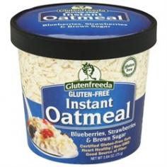 Glutenfreeda certified gluten free. Less than 5 ppm. Certified gluten-free oats. Heart healthy. Non-GMO. Good source of fiber. All our oat products are made with the highest quality gluten-free oats, certified gluten-free at less than 5 ppm. We then combine them with wholesome, natural fruits and nuts to provide you with the perfect start to your day. Enjoying a satisfying bowl of Glutenfreeda oatmeal couldn't be more convenient; always genuine, nutritious and delicious. Enjoy it by the packet or now by the cup! Try Our Other New Flavors: Golden & Brown Raisins with Almonds; Brown Sugar & Flax; Cranberry Apple with Walnuts & Cinnamon. Visit us at www. glutenfreedafoods.com. Recommended Directions: Add boiling water to fill line, (2/3 to 3/4 cup). Cover with lid and let stand for 2-3 minutes, stir and enjoy. Microwaving not recommended. Certified Gluten-Free Oats, Brown Cane Sugar, Freeze-Dried Strawberries, Freeze-Dried Wild Blueberries, Ground Flax, Sea Salt. Processed in a facility that also uses dairy (milk), eggs, soy and tree nuts.