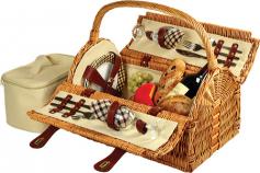 Handcrafted full reed natural willow. Traditional styled picnic basket for 2. Carrying handle on top for easy access. Includes napkins, wine glasses, flatware, and corkscrew. Available in a variety of sizes. The Sussex Wicker Picnic Basket for 2 - London Plaid is a one-stop solution to your picnic basket needs. Natural reed willow construction and a top carry handle offers durability and convenience. Designed in the U.S, this minimalistic basket is perfect for two people. Its dome shaped top and carry handle offers convenience and easy portability. The handy basket includes ceramic plates, stainless steel flatware, glass wine glasses, cotton napkins, food cooler, etc. About Picnic at AscotDay or evening, beachside or backyard, picnics are a favorite event. By introducing Americans to the British tradition of upmarket picnics over a decade ago, Picnic at Ascot created a niche for picnic products combining British sophistication with an American fervor for excitement and exploration. Known as an industry leader in the outdoor gift market, Picnic at Ascot houses a design staff dedicated to preserving the prized designs and premium craftsmanship signature to the company. Their exclusive products are carried only by selective merchants. Picnic at Ascot provides quality products that meet the demands of today, yet reflect classic picnic style.