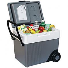 Shop for Outdoors at The Home Depot. The Koolatron W65 Kargo Wheeler is a simple and effective way to keep your favorite drinks, snacks and meals cool or warm while on the go. The Kargo Wheeler has a 33 qt. capacity and features a split lid/door design to give you easy access to your favorite drinks and snacks, even in a tightly packed vehicle. The W65 Kargo Wheeler plugs into the 12-Volt DC power supply found in your vehicleâ&euro; s cigarette lighter. The coolerâ&euro; s state-of-the-art thermoelectric cooling module cools food and drinks to 40 degrees F below the outside temperature. You can also flip the coolerâ&euro; s power cord to turn this versatile machine into a warmer, to keep take-out or fast food warm. The Koolatron P65 Kargo Wheeler is the perfect companion for road trips, sports events, camping, dorm rooms and so much more. With the AC Adapter, you can plug the Kargo Wheeler into any household outlet. You will be amazed with all the ways you can use your Koolatron Kargo Kooler. Color: Grays.