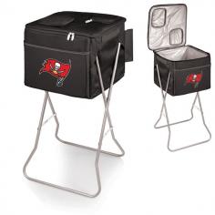 Tampa Bay Buccaneers party cooler with stand. This Buccaneers cooler is the lightweight, soft-sided portable party cooler that comes with a removable, collapsible stand so your drinks and/or snacks are accessible at a comfortable height. It comes with a removable, water-resistant interior divider that allows you to divide the cooler into two sections, each with its own access. Separate food from drinks or beverages by type. In the event there's no shade, you can insert a standard sized umbrella (not included) into the integrated slot to keep the cooler out of the sun. This cooler and stand can be used for backyard parties or as a refreshment stand at your child's soccer games. All licensed products have been approved by the team; however, Picnic Time is considered a designer line. The product color may not be an exact match to the team color.