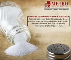 Minimise the amount of salt in your diet
Too much salt in your diet will increase your #blood pressure, heightening the risk of #heart attack.
Adults should eat not more than 6g of salt per day (equivalent to one level teaspoonful).
https://goo.gl/60KJOJ