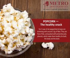 #Popcorn — The healthy snack

For 3 cups of air-popped kernel pops are brimming with around 3.5g of fiber. They are free of fats, and packed with protective polyphenols, which make them healthy for both, the body and the brain.
http://bit.ly/2uvOeT4