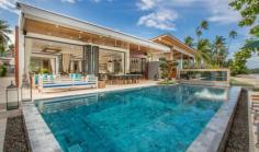 This contemporary Beachfront Luxury Villa is set on Koh Samui’s southeastern coast on the bay of Laem Sor with spectacular views of the neighbouring Koh Tan Island. The villa is beautifully designed with architectural features, in-villa staff, spa, chef, and more. Book now with Villa Getaways!