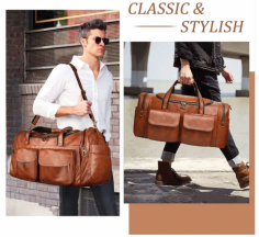 Large PU Leather Carry on Shoulder Duffle Bag for Traveling

【Stylish & Classic Travel Duffel Bag】This weekender travel bag is made of premium quality soft brown faux leather accents and classic bronze-tone hardware, waterproof, durable and resist-tearing.
【Large Capacity Design】22.05" L x 11.42" W x 12.60" H. This Duffel Bag is pretty spacious and can hold all your essentials which you require while traveling. Such as clothes, shoes, electronic devices, toiletries, etc, perfect for 5-7 days’ travel. The leather duffel bag has 2 magnetic button pockets on the front, which can conveniently store mobile phones, passports, wallets and other items for quick access.

buy it here: https://mybosidu.com/collections/travel-duffel-bag/products/large-pu-leather-carry-on-shoulder-duffle-bag-for-traveling