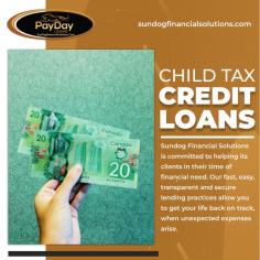 As a parent, you know that unexpected expenses can arise at any time. That's why Sundog Financial Solutions is proud to offer Child Tax Credit Loans. Our loans allow you to access the money you need now, instead of waiting for your tax credit to arrive. With flexible repayment options and competitive interest rates, our loans are a smart way to get ahead. Whether you need to pay for school supplies, medical bills, or home repairs, our Child Tax Credit Loans can help. And with Sundog Financial Solutions' commitment to transparency and customer satisfaction, you can trust that you're getting the best service possible. Apply for your Child Tax Credit Loan today and take control of your finances! Visit https://sundogfinancialsolutions.com/child-tax-loans 
