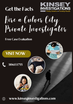 Looking for a reliable private investigator in Culver City? Look no further than Kinsey Investigations! Our expert team is dedicated to uncovering the truth in a discreet and professional manner. Contact us today for all your investigative needs. Trust Kinsey Investigations to provide you with peace of mind and the answers you seek.