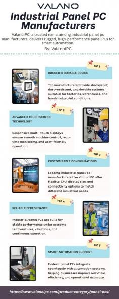 ValanoIPC is recognized among trusted industrial panel pc manufacturers, offering advanced and rugged panel PC solutions for demanding industrial environments. Designed for automation, manufacturing, transportation, and smart control systems, ValanoIPC products deliver reliable performance, responsive touch technology, and durable construction.
