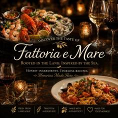 Searching for the best Italian restaurant in San Mateo? Discover an unforgettable dining experience at Fattoria e Mare, where authentic Italian cuisine meets modern elegance and warm hospitality. From handcrafted pasta and fresh seafood to premium steaks, gourmet appetizers, delicious desserts, and fine wines, every dish is prepared using high-quality ingredients and traditional Italian recipes. Whether you are planning a romantic dinner, family outing, casual lunch, or special celebration, Fattoria e Mare offers the perfect atmosphere to relax and enjoy exceptional flavors. Visit Fattoria e Mare in San Mateo and experience the true essence of Italian dining with outstanding food and attentive service.