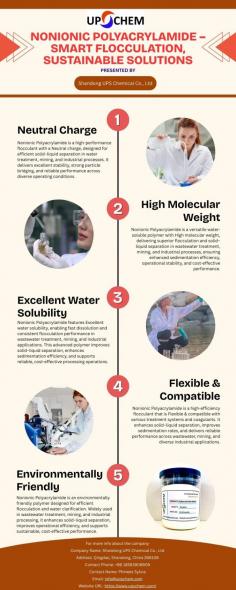 Designed for excellent water treatment, mineral processing, and sludge dewatering, Nonionic Polyacrylamide offers superior flocculation efficiency and stability. With a commitment to quality and innovation, Shandong UPSCHEM Co., Ltd. delivers reliable chemical products that meet global standards, helping industries improve operational efficiency and environmental sustainability through advanced polymer solutions.