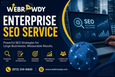 WebRowdy provides enterprise SEO service to help large businesses improve search visibility, strengthen organic performance, and scale their digital growth. Their strategies include technical SEO, content optimization, keyword targeting, site structure improvements, competitor analysis, and performance tracking to support long-term SEO success. For inquiries, call (972) 314-9400.