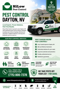 HiLow Pest Control provides professional pest control in Dayton, NV to help homeowners and businesses protect their properties from unwanted pests. Their services focus on prevention, targeted treatment, and long-term pest protection for cleaner, safer, and more comfortable spaces. For service inquiries, call (775) 800-7378.