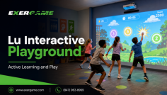 Exergame Fitness offers the Lu Interactive Playground, an immersive system that transforms school gyms and activity spaces through giant wall projections, motion-detecting 3D cameras, lighting, sound, and interactive games. It encourages children to move, learn, collaborate, and develop physical and cognitive skills through engaging play. Call (847) 963-8969 for more information.