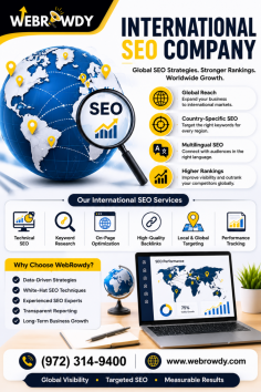 WebRowdy is an international SEO company helping businesses improve global search visibility, reach audiences across different countries, and grow online with targeted SEO strategies. Their services support multilingual SEO, country-specific keyword targeting, technical optimization, and long-term digital growth. Call (972) 314-9400.