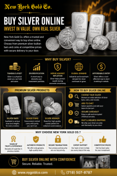 New York Gold Co offers a trusted way to buy silver online, helping investors and collectors explore quality silver bars, coins, and bullion options. With years of experience in precious metals, transparent service, and reliable customer support, New York Gold Co makes it easier to purchase silver with confidence and build a stronger investment portfolio. Call (718) 507-8787.