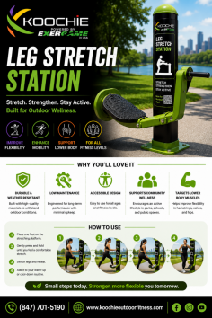 The Leg Stretch Station from Koochie Outdoor Fitness supports comfortable stretching, flexibility, mobility, and lower-body warmups in parks, schools, community spaces, and outdoor fitness areas. Its accessible design encourages users of different fitness levels to build better movement habits outdoors. Call (847) 701-5190 for product details.