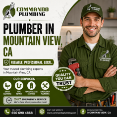 Need a trusted plumber in Mountain View, CA? Commando Plumbing provides professional plumbing solutions for homes and businesses, including drain cleaning, leak detection, pipe repairs, water heater installation and repair, sewer line services, fixture replacements, and emergency plumbing. Our experienced team is committed to delivering prompt service, quality workmanship, and long-lasting solutions at competitive prices. Whether you're dealing with a clogged drain, burst pipe, water heater issue, or a plumbing emergency, we're ready to help. Call 650-690-4868 today or visit www.commandoplumbing.com to schedule your plumbing service with Mountain View's dependable plumbing professionals.
