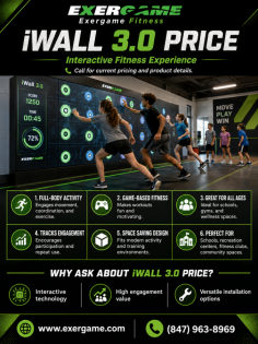 Explore the iWall 3.0 price and discover an engaging interactive fitness system from Exergame Fitness. Designed for schools, recreation centers, gyms, and wellness spaces, iWall combines movement, gaming, and technology to create enjoyable full-body exercise experiences for different age groups. Call (847) 963-8969 for current pricing and product details.