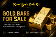 Explore premium gold bars for sale from New York Gold Co., available in multiple weights and designs from respected global mints. Choose investment-grade gold bars with transparent pricing, assay packaging, and purity details for collecting, gifting, or precious-metal investment. Call (718) 507-8787 for more information.