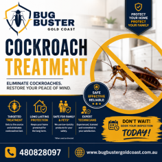 Are cockroaches invading your home or business? Bug Buster Gold Coast provides professional cockroach treatment services across the Gold Coast using safe and effective pest control solutions. Our experienced technicians identify infestation sources, apply targeted treatments, and help prevent future infestations for long-lasting protection. We service residential and commercial properties with reliable, affordable pest management tailored to your needs. Protect your family, employees, and property with trusted cockroach control. Call 480 828 097 today or visit www.bugbustergoldcoast.com.au to book your inspection and enjoy a cleaner, healthier, cockroach-free environment.